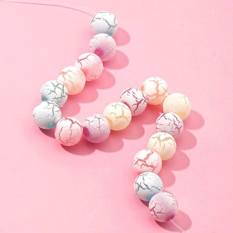 Wholesale 50-100PCS/PACK Acrylic Rubber Crack Color Candy Round Beads